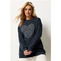 Yours Damen Yours – Sweatshirt in Marineblau mit Herzmotiv in Größe 48 | Baumwolle/Polyester