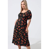 Limited Collection Damen Limited Collection – Freizeitkleid in Schwarz mit Erdbeerprint in Größe 54-56 | Polyester/Elasthan