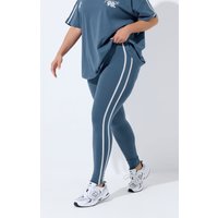 Yours Yours Damen Active Leggings in Dunkelblau mit Seitenstreifen in Größe 52 | Baumwolle/Elasthan