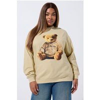 Limited Collection Limited Collection Damen Sweatshirt in Braun mit Leoprint aus Teddyplüsch in Größe 50-52 | Baumwolle/Polyester