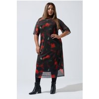 Limited Collection Limited Collection Damen Midaxi-Kleid in Schwarz aus Netzstoff mit Verschwommenem Blumenmuster in Größe 54-56 | Polyester/Elasthan