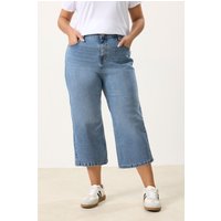Yours Yours Damen Knöchellange Jeans in mittelblau mit Weitem Bein in Größe 62-64 | Baumwolle/Elasthan