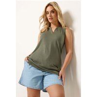 Yours Damen Yours – Trägershirt in Khaki mit Eingekerbtem Ausschnitt in Größe 50-52 | Baumwolle/Polyester