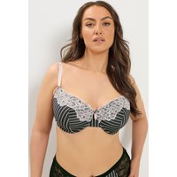 Yours Fuller Bust Lingerie Yourset Wattierter Bügel-BH in Schwarz mit Streifen, 2er Pack in Größe 105F | Polyester/Elasthan/Polyamid
