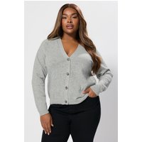 Yours Yours Damen Geknöpfter Cardigan in Grau mit Gesprenkeltem Design in Größe 54-56 | Polyester