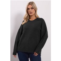 Yours Yours Damen Pullover in Schwarz mit Überschnittenen Schultern und Ziernähten in Größe 46-48 | Polyester/Elasthan/Acryl
