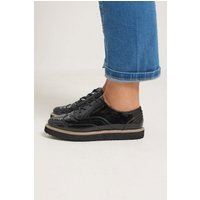 Yours Yours Damen Brogues zum Schnüren in Schwarz aus Kunstleder mit Extraweiter Eeepassform in Größe 42EEE | Synthetik