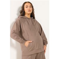 Bump It Up Bump It Up Damen Maternity – Stillhoodie in Braun mit Seitlichem Zip, Umstandsmode in Größe 50-52 | Baumwolle/Elasthan