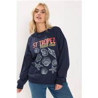 Yours Yours Damen Marineblaues „St. Tropez“ShellSweatshirt in Größe 48 | Baumwolle/Polyester