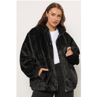 Yours Yours Damen Curve Schwarze Kunstpelzkapuzenjacke in Größe 42 | Polyester