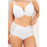 Yours Yours Plus Size Curve Voll Bedeckende Slips in Weiß mit Stickerei in Größe 42-44 | Polyester/Elasthan
