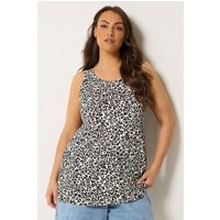 Yours Yours Damen Trägershirt in Braun mit Leoprint und Schleife in Größe 54-56 | Baumwolle/Polyester