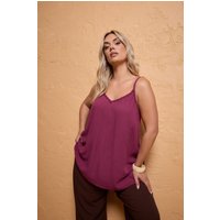 Yours Damen Yours – Rotes, Besticktes Trägershirt mit Geblümtem Saum in Größe 42 | Viskose
