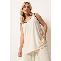 Yours Yours Damen Trägershirt in Creme mit Kontrastnähten in Größe 54-56 | Polyester/Elasthan