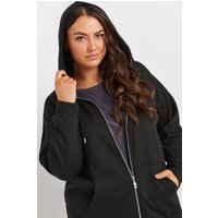 Yours Yours Damen Hoodie in Schwarz mit Reißverschluss in Größe 54-56 | Baumwolle/Polyester