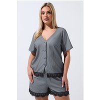 Limited Collection Limited Collection Damen Nadelstreifenhemd in Grau in Größe 44 | Polyester/Elasthan