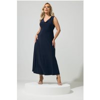 Yours London Yours London Damen Yours Maxikleid in Marineblau mit Drapierung Vorne in Größe 54-56 | Polyester/Elasthan