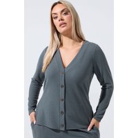 Limited Collection Limited Collection Damen Gerippter Cardigan in Grau mit Knopfleiste in Größe 50-52 | Polyester/Elasthan