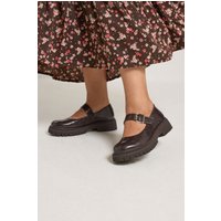Yours Yours Damen Klobige Maryjaneschuhe in Schokobraun in Weiter E-Passform in Größe 40EEE | Synthetik