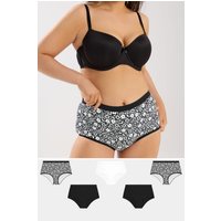 Yours Yours Plus Size Curve Slips in Schwarz und Weiß mit Hohem Bund, 5er Set in Größe 50-52 | Baumwolle/Elasthan