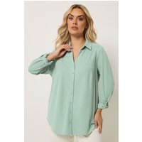 Yours Yours Damen Geripptes Shirt in Salbeigrün in Größe 48 | Polyester/Elasthan
