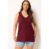 Yours Damen Yours – Trägershirt in Rot mit V-Ausschnitt in Größe 44 | Baumwolle/Polyester