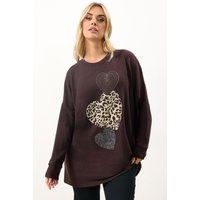 Yours Yours Damen Pullover in Schokobraun mit Herzverzierung in Größe 42 | Polyester/Elasthan/Viskose