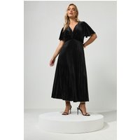 Yours London Yours London Damen Kleid in Schwarz aus Samt mit Knoten Vorne in Größe 42 | Polyester/Elasthan