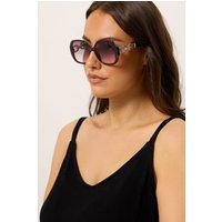 Yours Yours Damen Oversized Sonnenbrille in Braun mit Kettendesignsize | Plastik