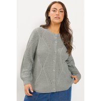 Yours Yours Damen Pointellestrickjacke in Grau in Größe 46-48 | Acryl