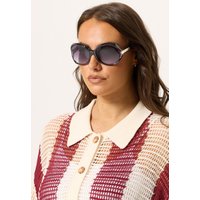 Yours Yours Damen Oversized Sonnenbrille in Schwarz mit Metallbügelnsize | Plastik
