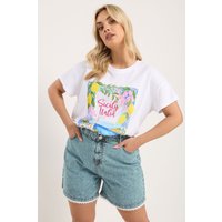 Yours Damen Yours – Jeansshorts in Blau mit Muschelsaum in Größe 46 | Baumwolle/Elasthan