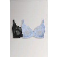 Yours Yours Fuller Bust Lingerie Unwattierte Bügel-BHs in Blau, 2er Pack in Größe 110F | Polyester/Elasthan/Polyamid