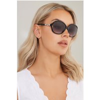 Yours Yours Damen Ovalförmige Sonnenbrille in Schwarz | Plastik