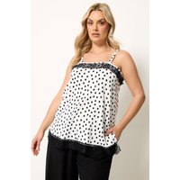 Yours Yours Damen Trägershirt in Weiß mit Punktemuster in Größe 58-60 | Polyester/Elasthan