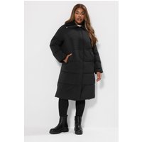 Yours Yours Damen mittellanger Mantel in Schwarz mit Stehkragen in Größe 54-56 | Polyester/Nylon