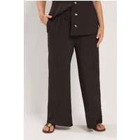 Yours Yours Damen Hose in Schokobraun mit Weitem Bein und Crinkleeffekt in Größe Short 46 | Polyester