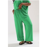 Yours Yours Damen Hose in Grün mit Geschnürter Taille und Weitem Bein in Größe 58-60 | Polyester