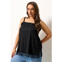 Yours Yours Damen Trägershirt in Schokobraun mit Spitzendetail in Größe 58-60 | Polyester/Elasthan