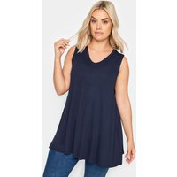 Yours Yours Damen Weites Trägershirt in Marineblau mit V-Ausschnitt in Größe 54-56 | Elasthan/Viskose