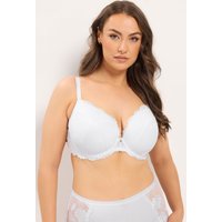 Yours Yours Fuller Bust Lingerie Gefütterter BH Anja in Weiß mit Spitze in Größe 90F | Polyester/Elasthan/Polyamid
