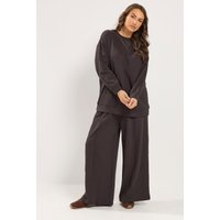 Yours Yours Damen Set aus Sweatshirt und Jogginghose in Schokobraun in Größe Short 50-52 | Baumwolle/Polyester