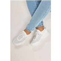 Yours Yours Damen Weiße Stricksneaker in Extraweiter Eeepassform in Größe 40EEE | Textil/Synthetik