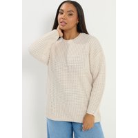Yours Yours Damen Pullover in Elfenbein mit Waffelstrickmuster in Größe 46-48 | Acryl