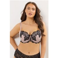 Yours Yours Fuller Bust Lingerie Bügel-BH in Altrosa mit Spitzenverzierung in Größe 100E | Polyester/Elasthan/Polyamid