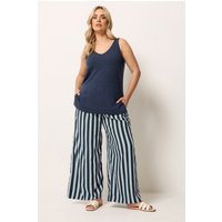 Yours Yours Damen Hose in Marineblau mit Streifen in Größe 46 | Polyester