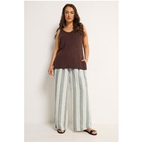 Yours Yours Damen Naturbraun Gestreifte Hose mit Weitem Bein in Größe 48 | Polyester