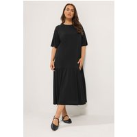 Yours Yours Damen Maxikleid in Schwarz mit Tiefer Taille in Größe 54-56 | Baumwolle