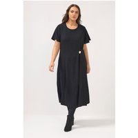 Yours Yours Damen Strukturiertes Kleid in Schwarz mit Knopfdetail in Größe 48 | Polyester/Elasthan/Viskose