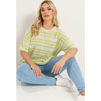 Yours Damen Yours – Gestreiftes, Kastiges StrickT-Shirt in Grün Für Damen in Größe 42 | Baumwolle/Polyester/Viskose